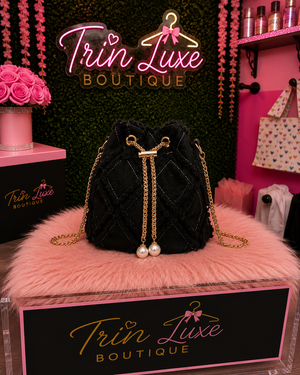 Denim Bucket Bag (Black)