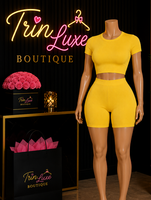 Crop Biker Set (Yellow)